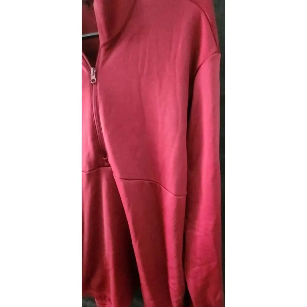 Adidas Mens Track Jacket‎ Red Maroon Size XL Aeroready Pullover 1/4 Zip Up